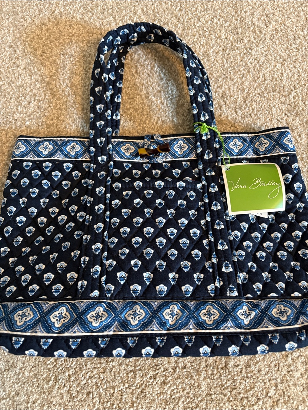 Vera Bradley Nantucket Navy Toggle Tote - Picture 1 of 5
